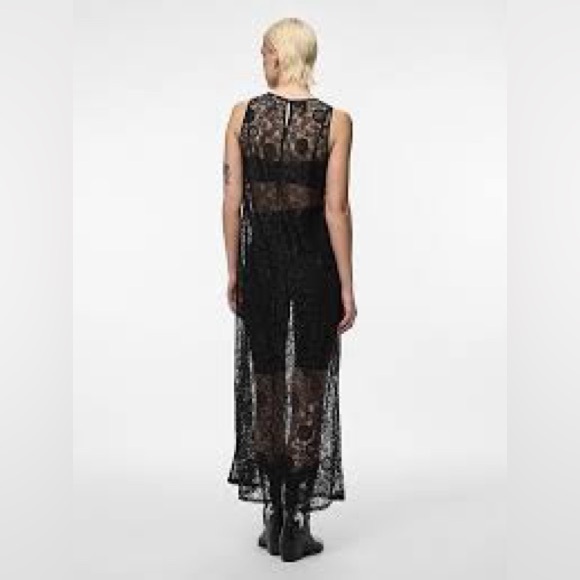 Black Lace Sleeveless Dress (M) - Picture 3 of 12